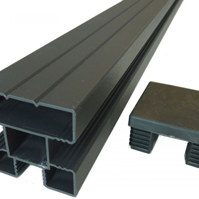Aluminium paal op paalhouder 70 x 70 x 1800 mm - Antraciet grijs