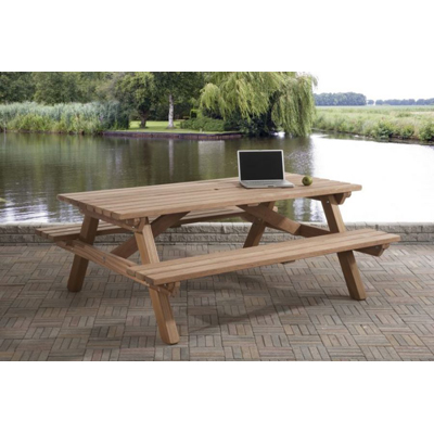 Table picnic en bois exotique 160 x 180 cm - 40 mm