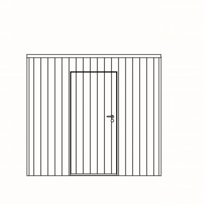 Box en pin blanc 200 x 300 cm - Simple porte +  bardage verticale - Pin blanc non-traité