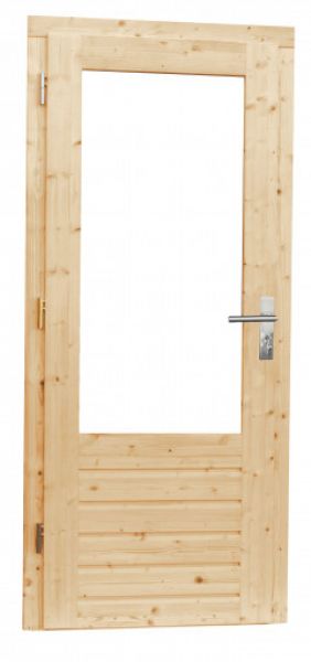 Simple porte 1 fenêtre gauche - 90 x 201 cm - Pin blanc non-traité