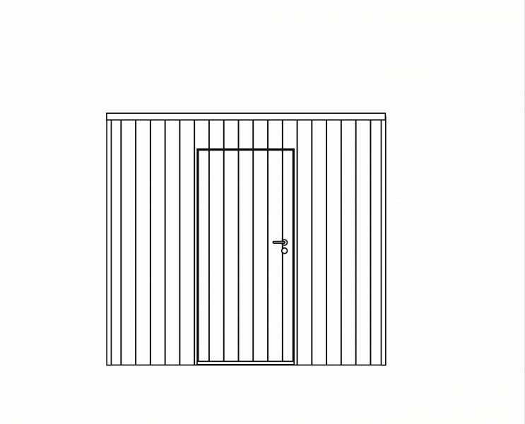 Box en pin blanc 250 x 250 cm - Simple porte + bardage verticale - Pin blanc traité en autoclave